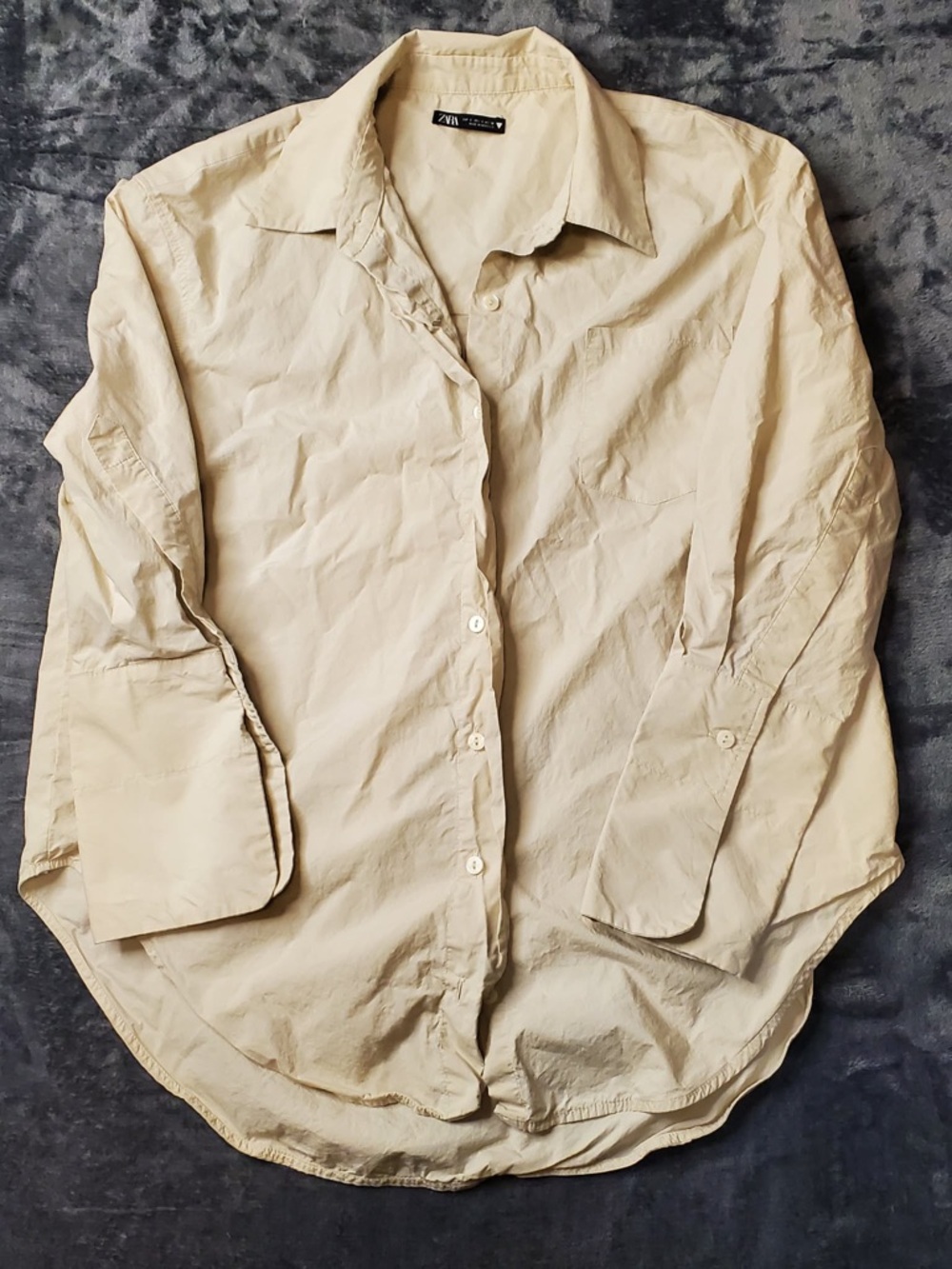 Zara Light Beige Shirt with Black Logo Tag
